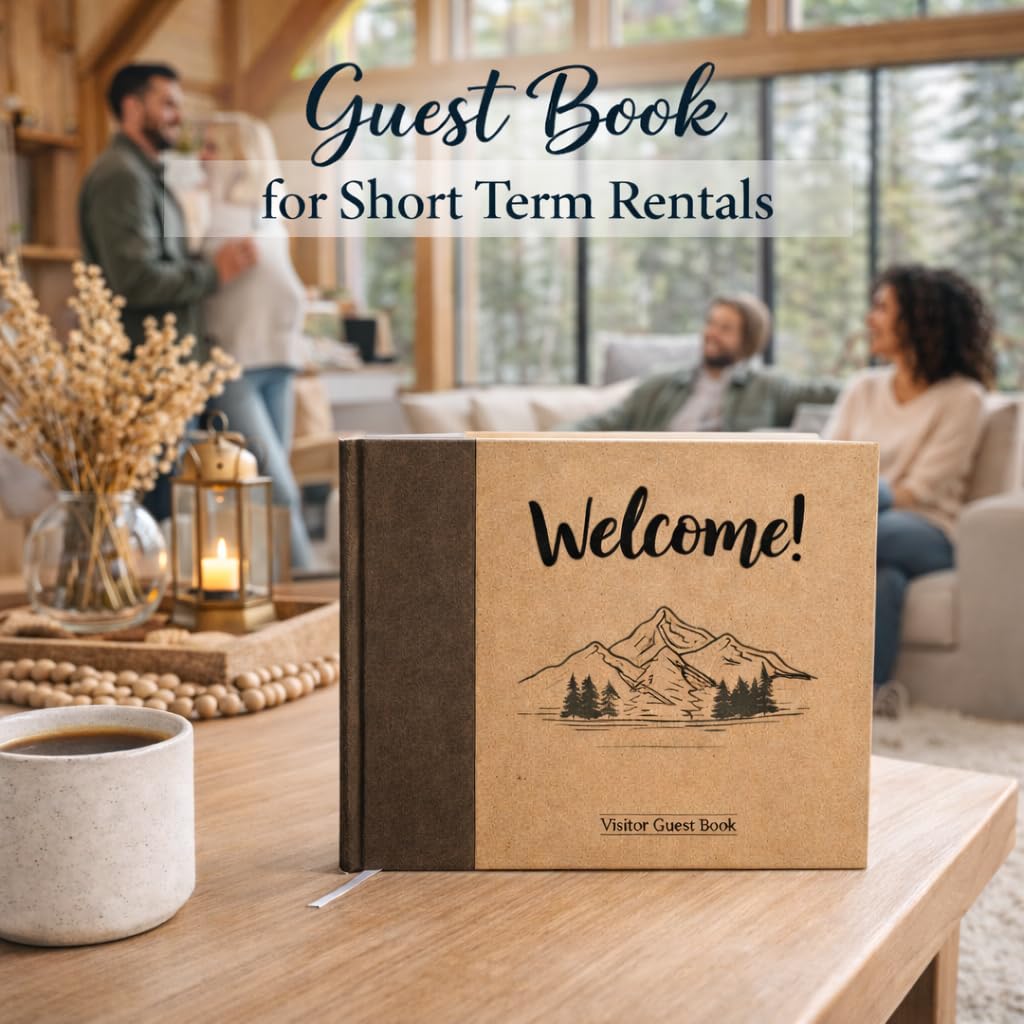 Paper 'n Such cabin guest book front cover with debossing highlighting quality for guest memories.