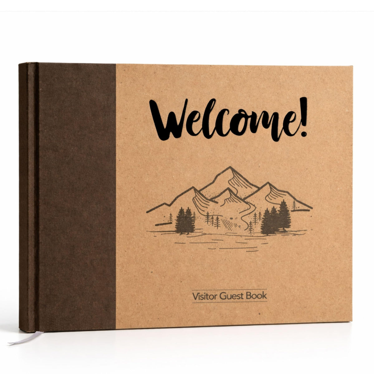 Paper 'n Such cabin guest book kraft cover close-up showcasing premium design for a welcoming stay.