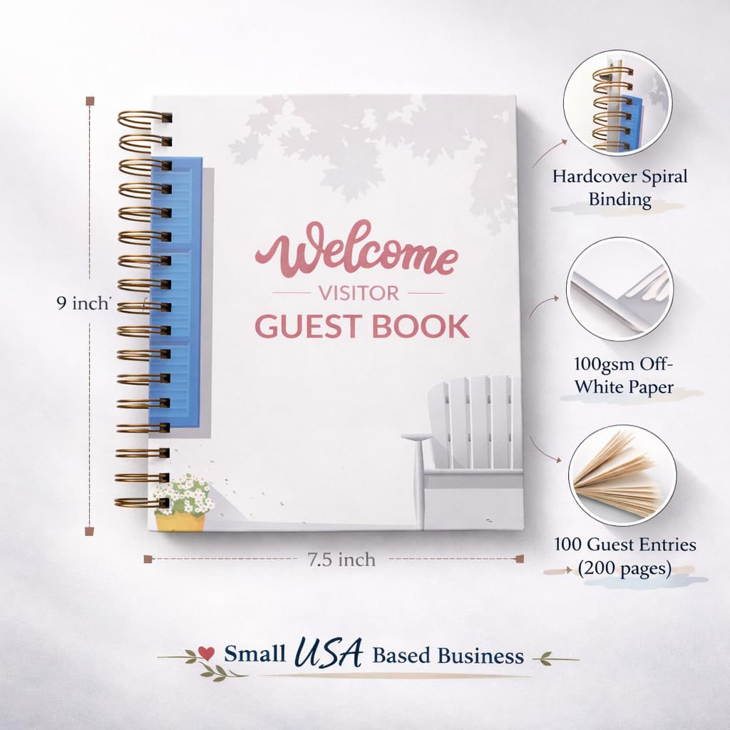 Ideal for vacation rentals like cabins and beach houses with this guest book.