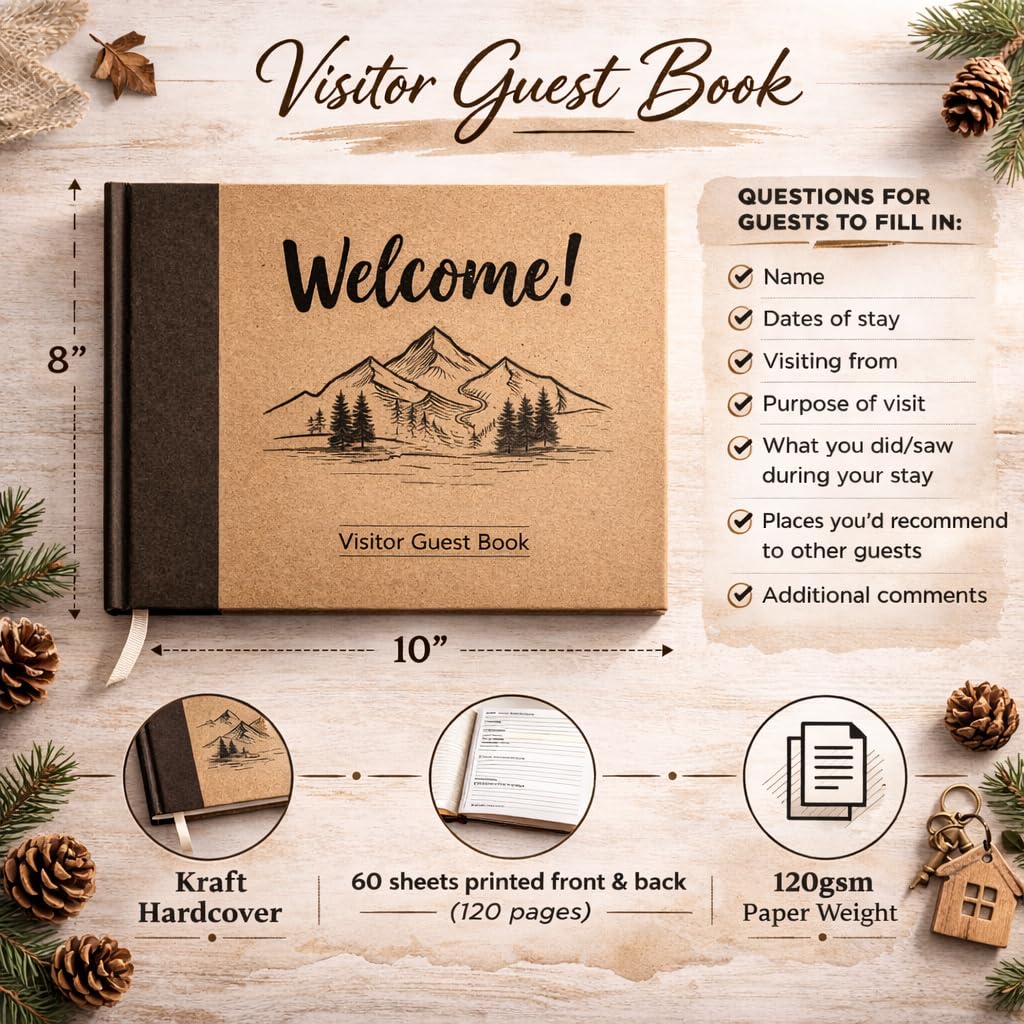 Paper 'n Such guest book sample entries encourage guests to share local tips.