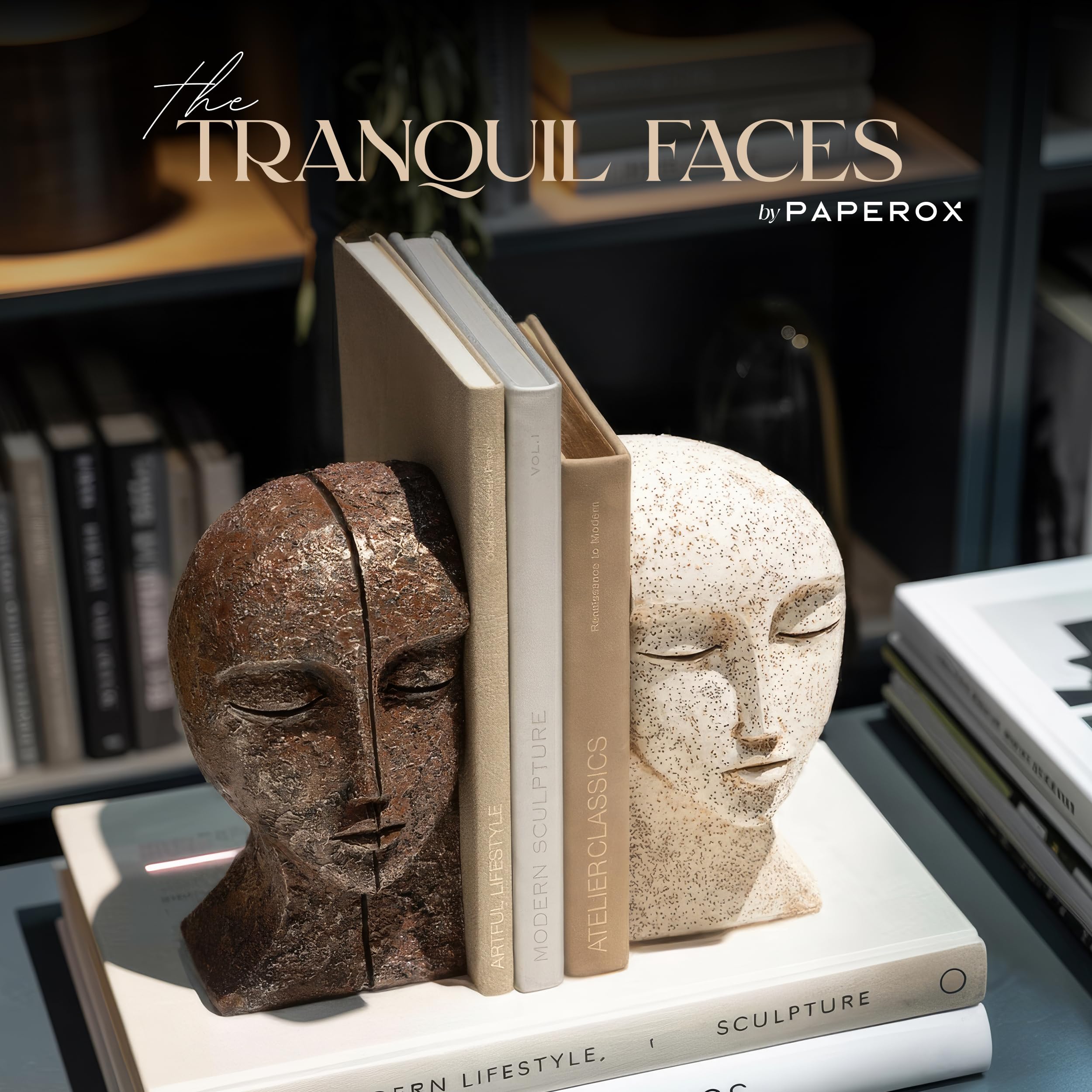 PAPEROX heavy bookends provide strong support for tall textbooks.