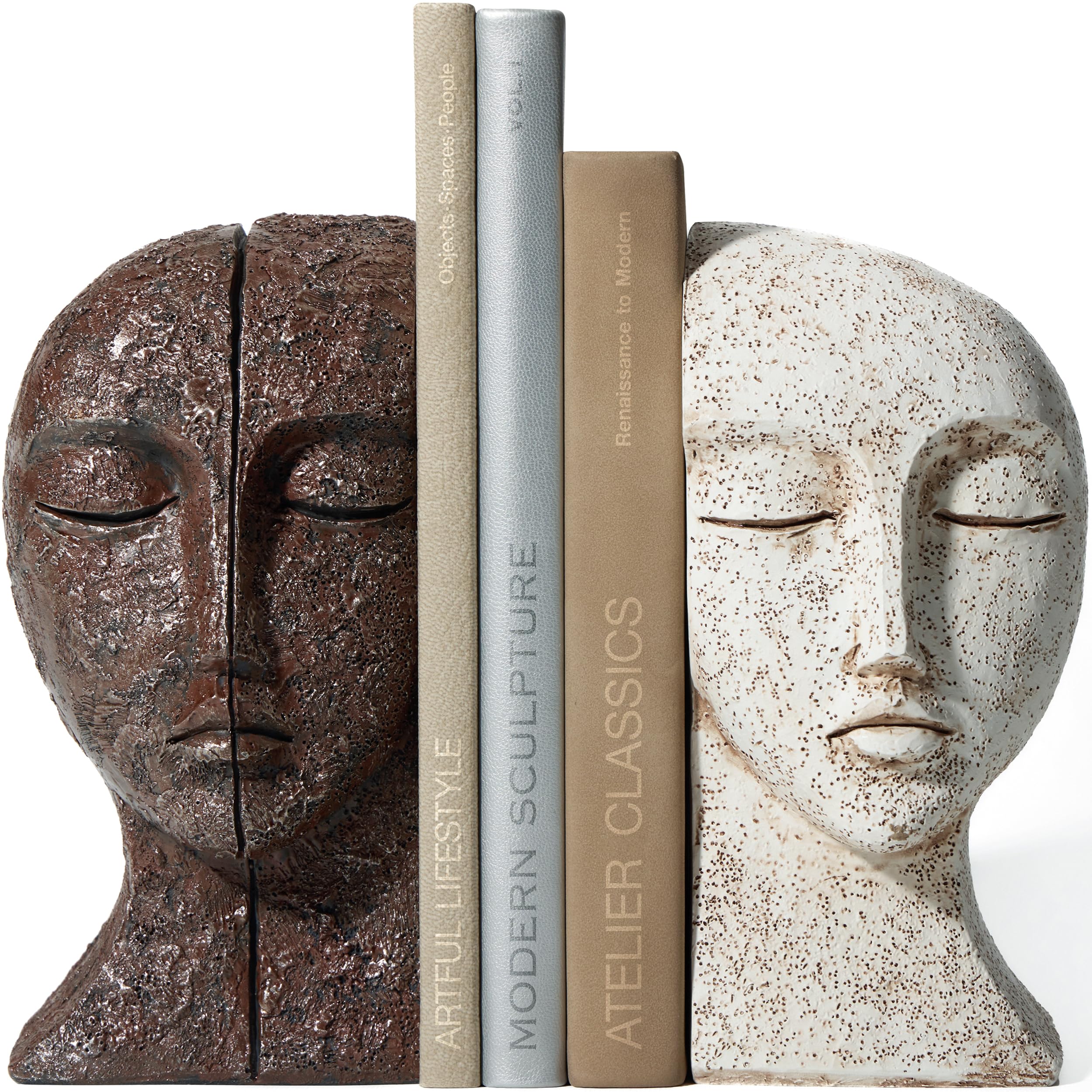 PAPEROX heavy-duty book ends with stone texture provide sturdy support for heavy books.