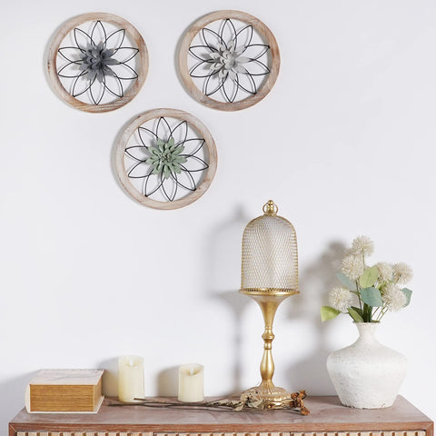 Paquesta wood and metal rustic wall decor with a washed white finish.