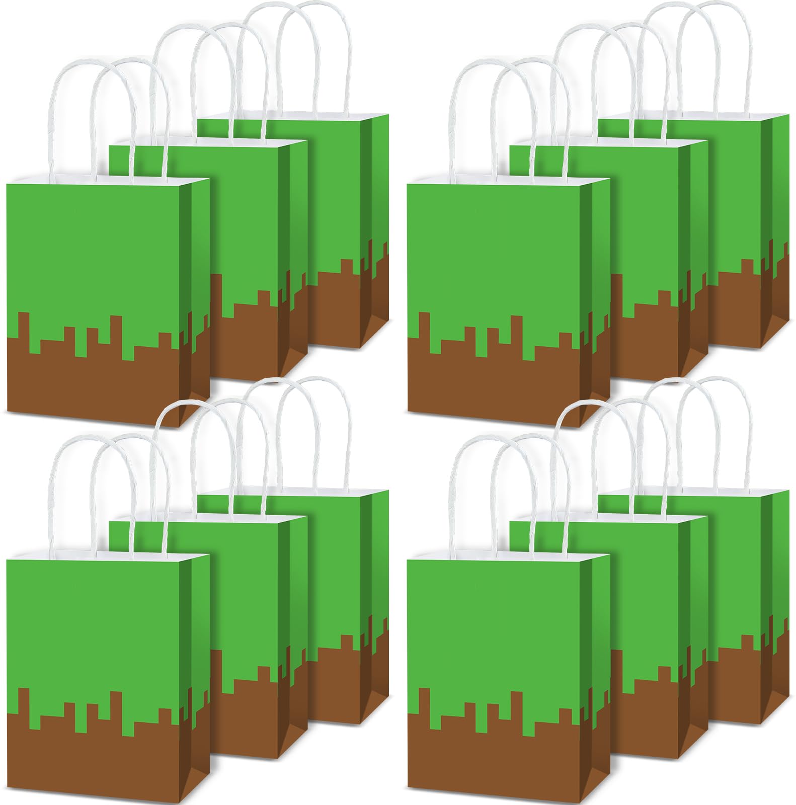 Pargreeff 24P pixel party bags front view with handles for easy gifting.