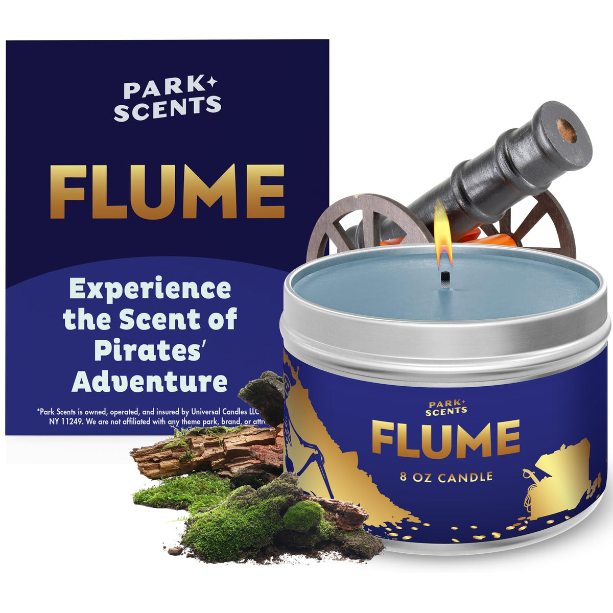 Park Scents Flume Candle smoky atmosphere for immersive pirate-inspired evenings.