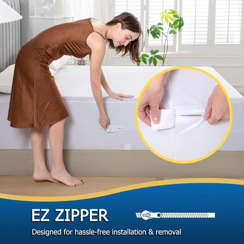 Parkdeny noiseless mattress cover with zipper enables silent changes and uninterrupted sleep.