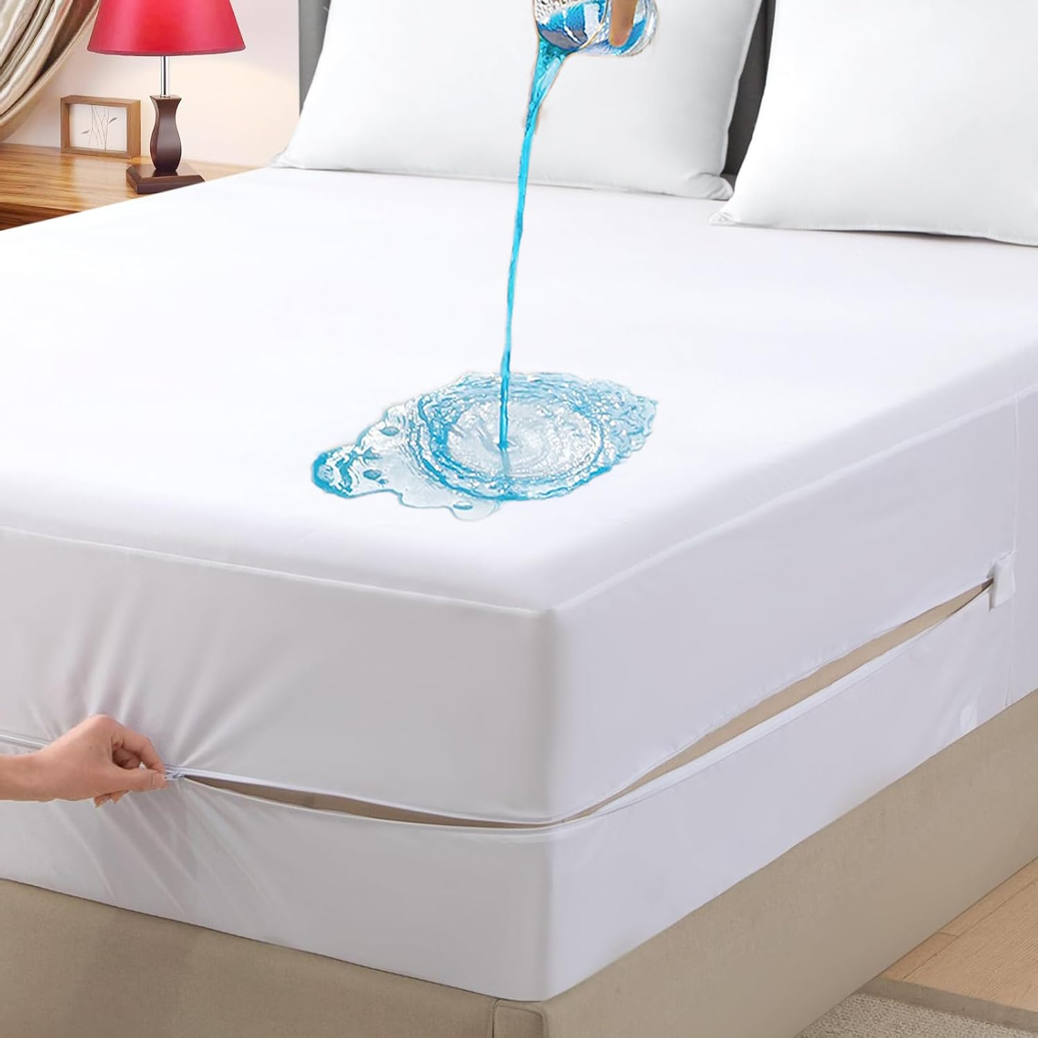 Parkdeny Queen waterproof zipper mattress encasement protects your mattress while staying quiet.