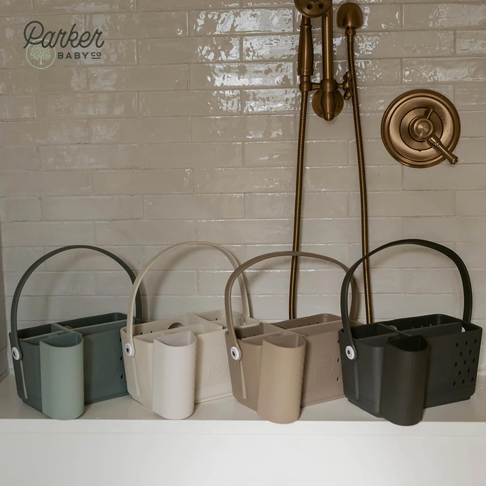 Parker Baby Co bath caddy handle for easy movement around the bath area.