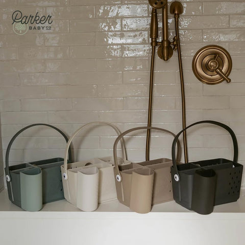 Parker Baby Co bath caddy handle for easy movement around the bath area.