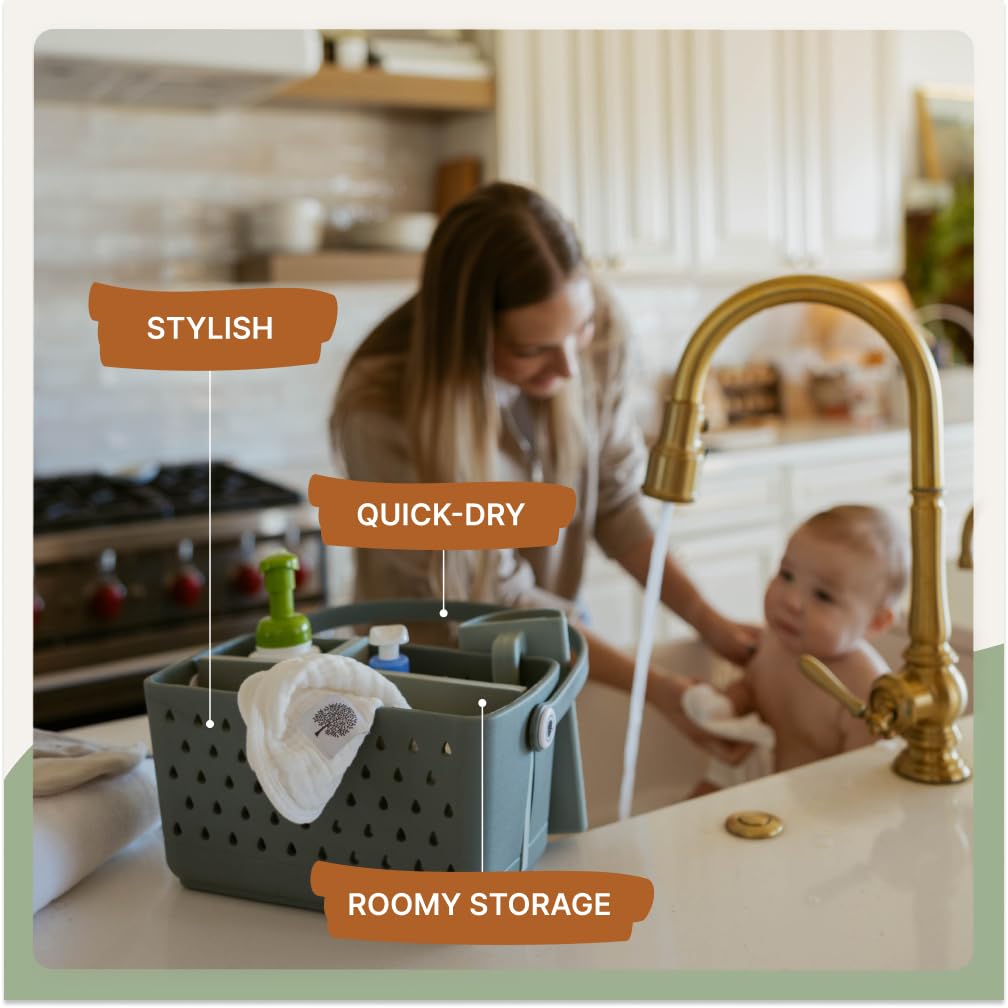 Parker Baby Co bath caddy neutral color fits any bathroom decor