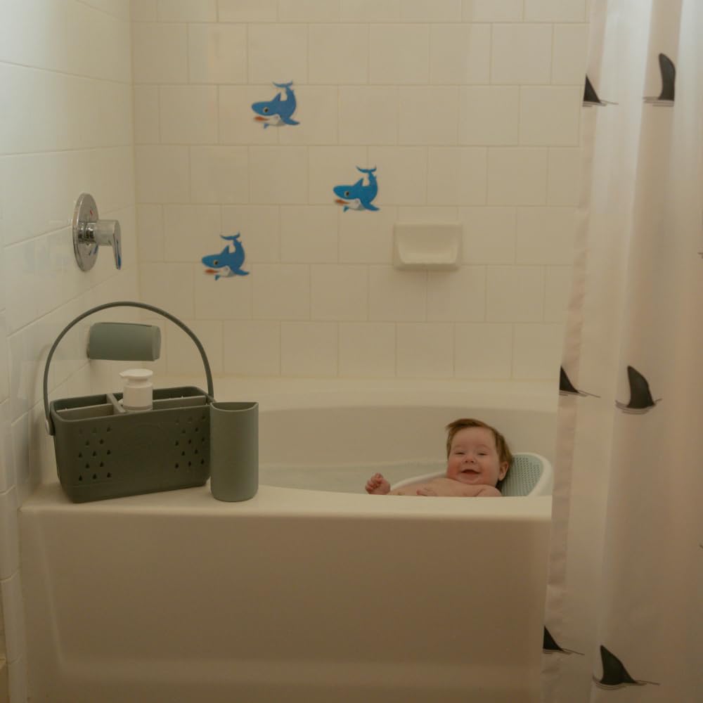 Parker Baby Co. bath toy organizer with a sturdy handle for easy transport.