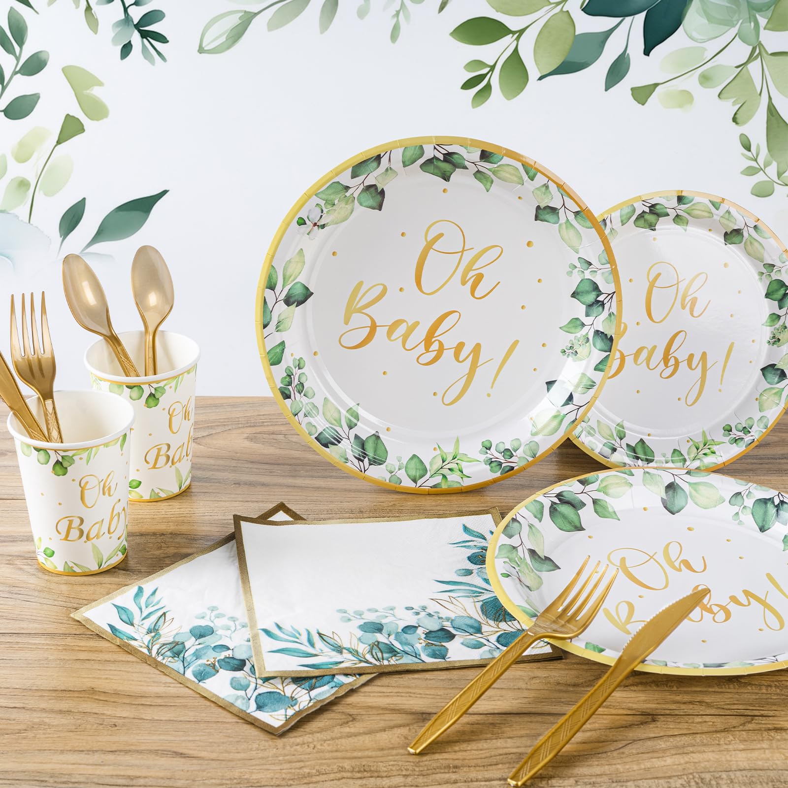 PartXcede Oh Baby gold plastic forks sturdy convenient party-ready
