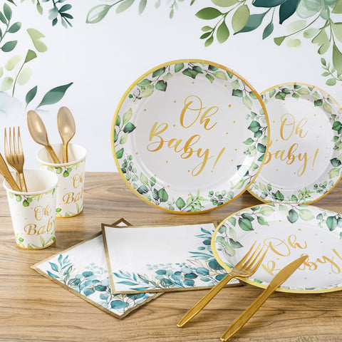 PartXcede Oh Baby gold plastic forks sturdy convenient party-ready
