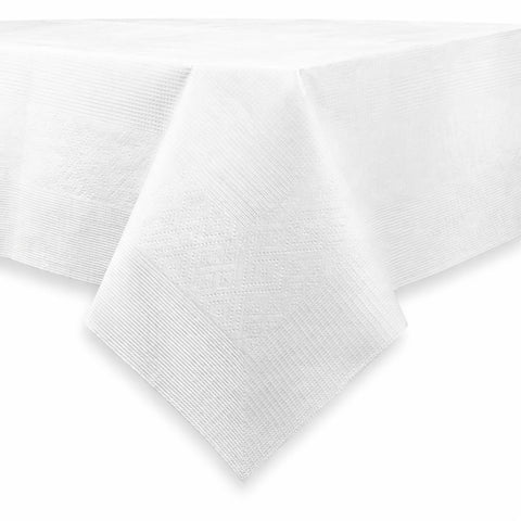 Wedding and birthday setups feature PARTY BARGAINS table covers.