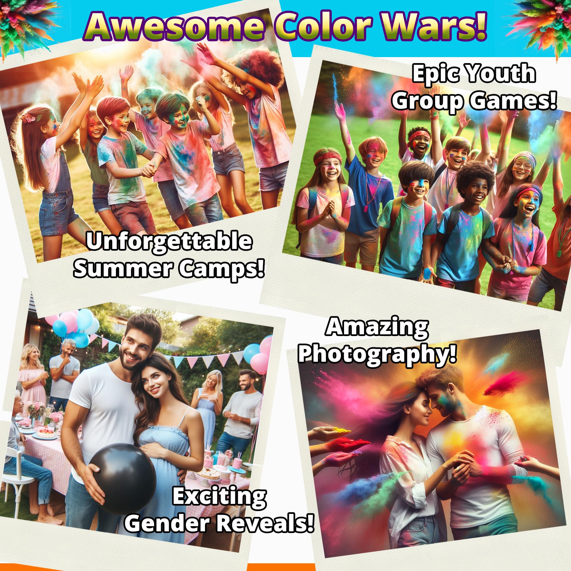 PARTY GOAT color-run games and activity guides included for inspiration