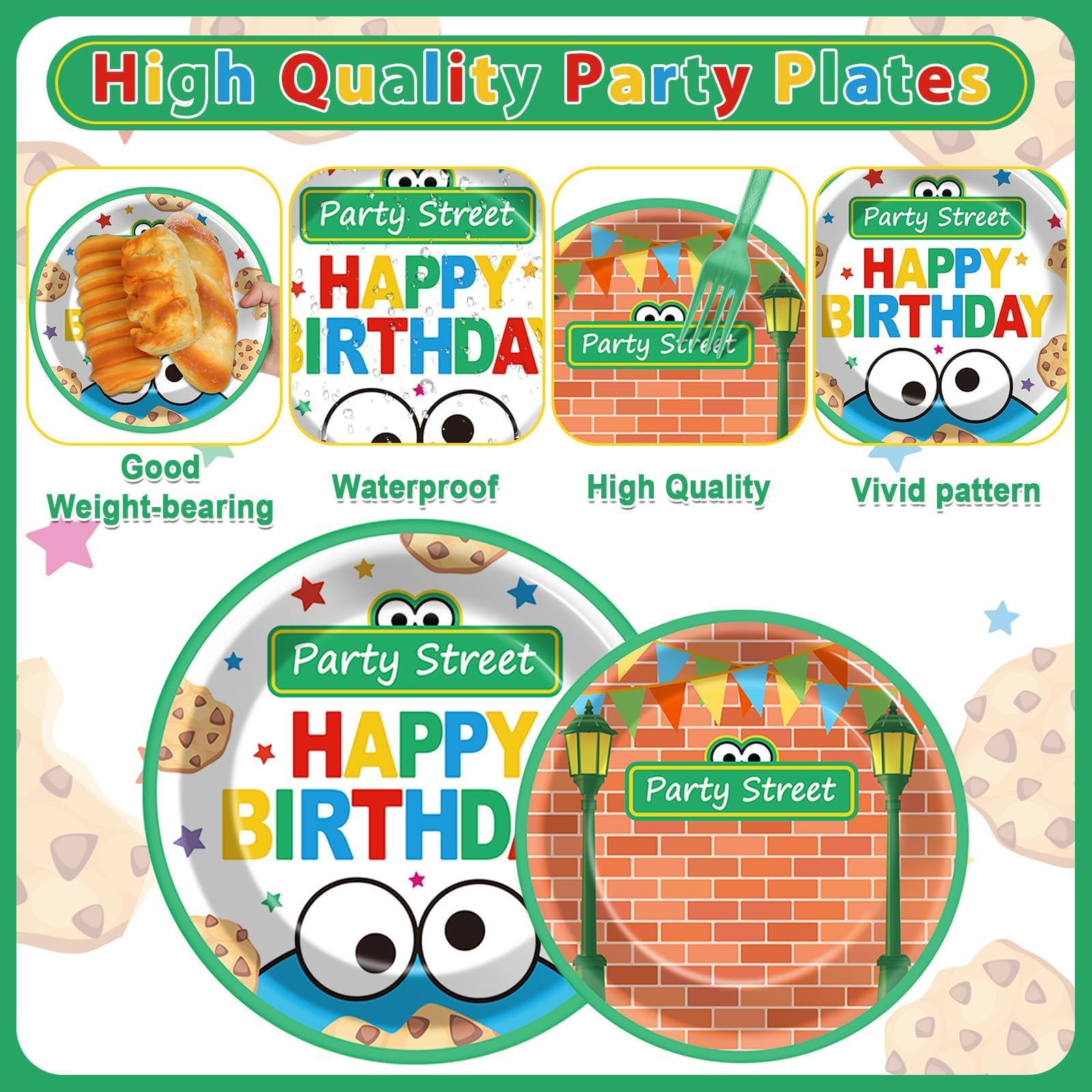 Party Greeting cartoon themed napkins for colorful, practical cleanup.