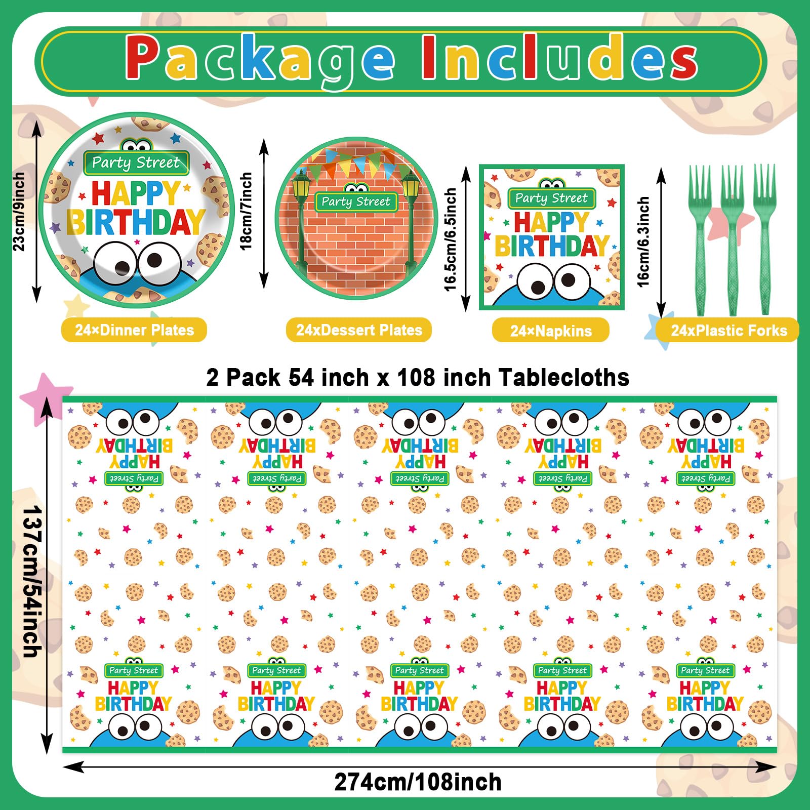Party Greeting cookie cartoon friends dessert plates brighten desserts with playful flair.