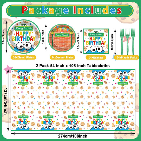 Party Greeting cookie cartoon friends dessert plates brighten desserts with playful flair.
