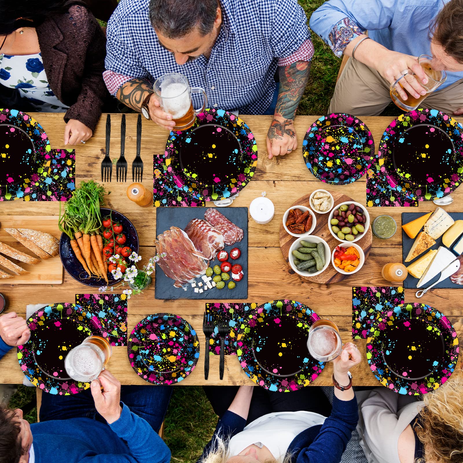 Party Greeting glow pattern neon design brightens the table under lights