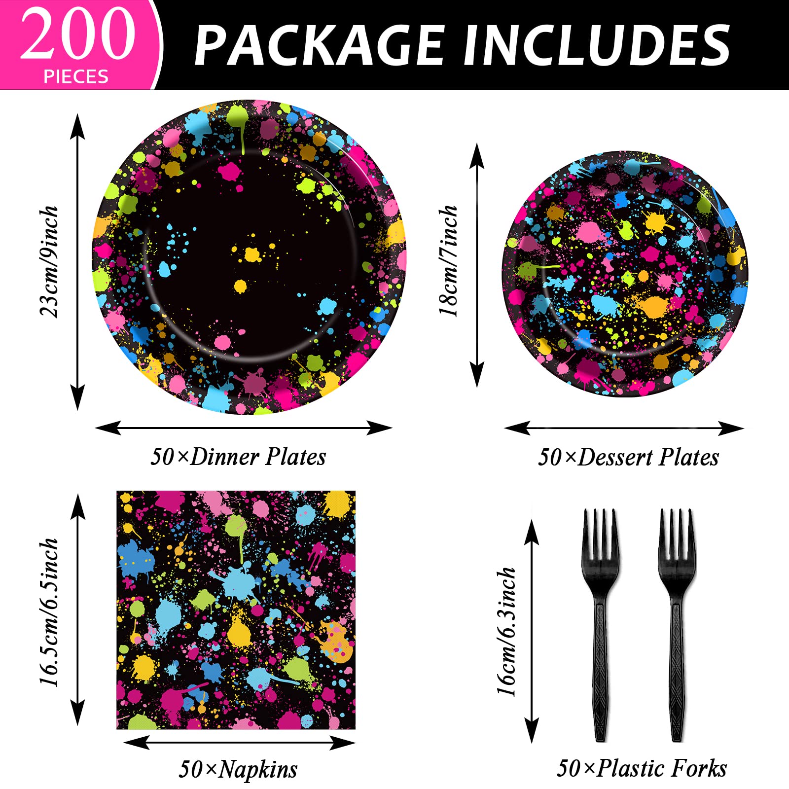 Party Greeting neon 7-inch dessert plates glow detail for kid-friendly celebrations