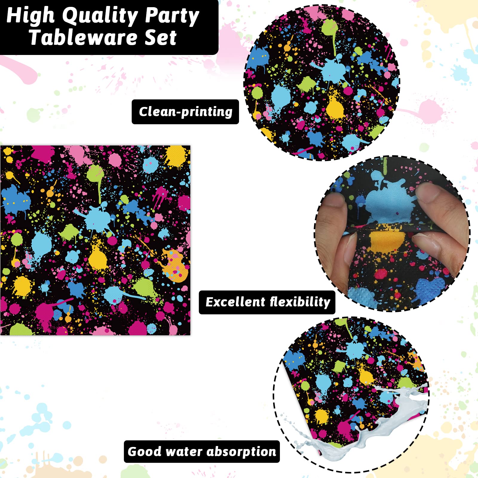 Party Greeting neon napkins with absorbent texture for quick cleanup