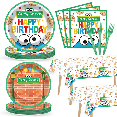 Party Greeting red brick wall plates for kid-friendly meals at parties.