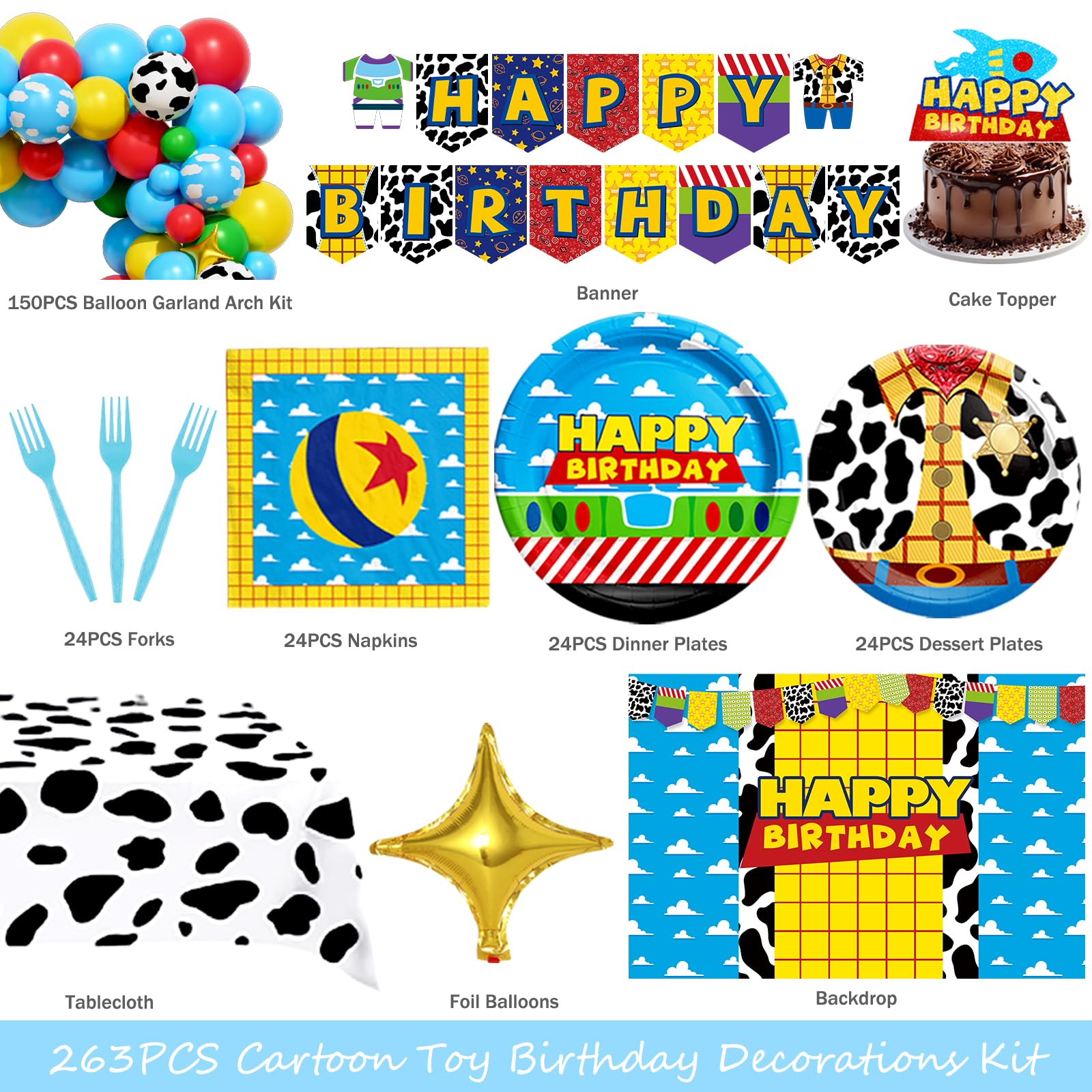 Party Inspo cartoon toy birthday banner adds character and cohesive design for party moments.