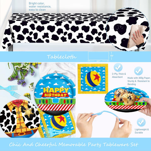 Party Inspo cartoon toy birthday dinner plates present meals with fun style.