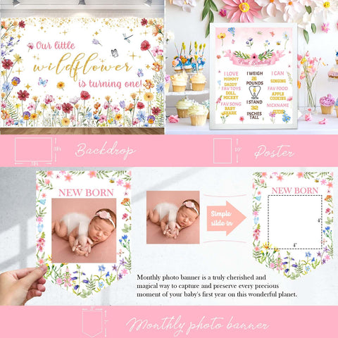 Party Inspo Wildflower cake topper for milestone celebration