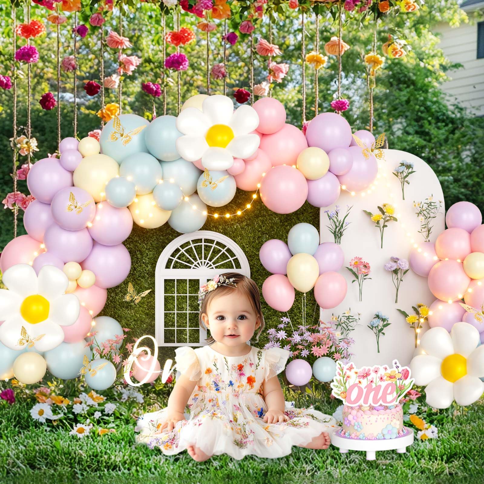 Party Inspo Wildflower crown decor completes a cute birthday moment