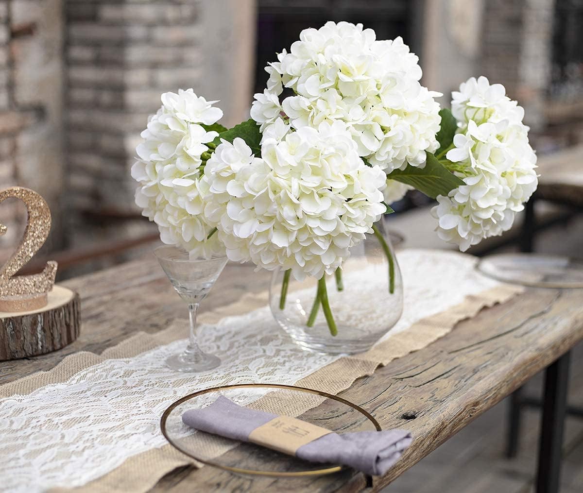 PARTY JOY green leaves and stem on white hydrangea for natural look