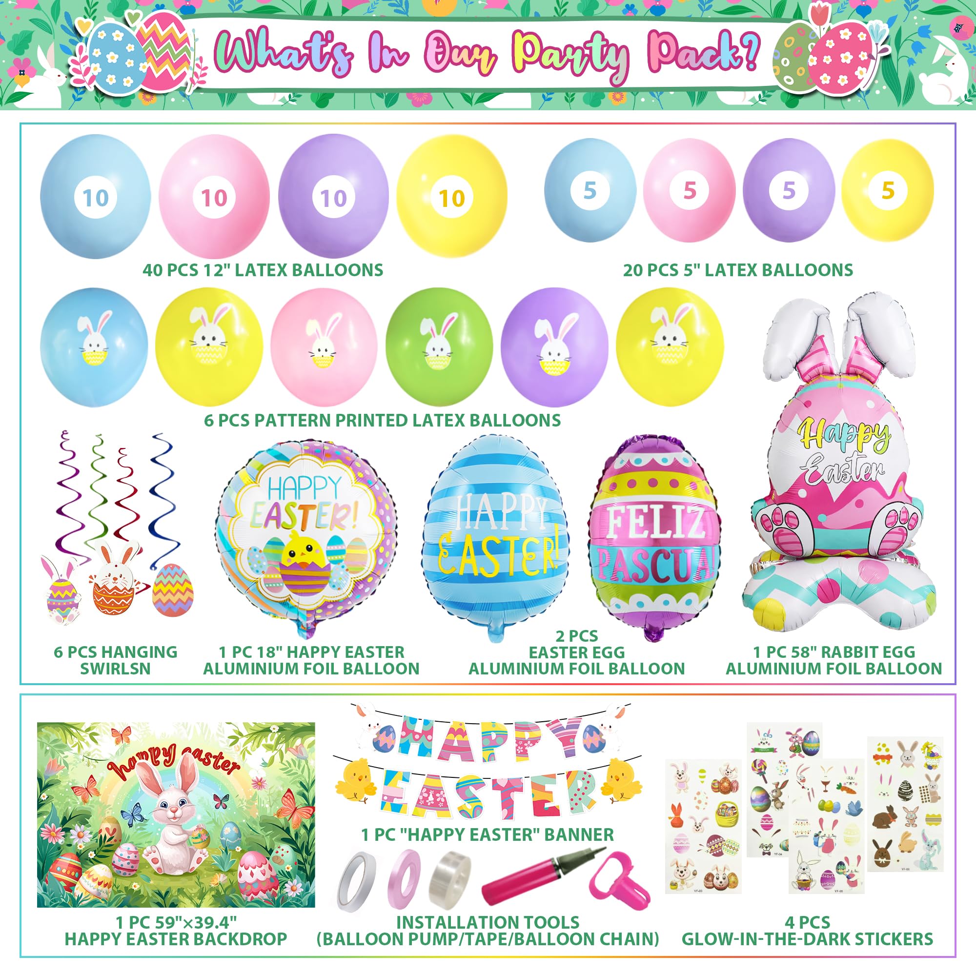 Party Spot! 20 latex balloons for vibrant Easter party styling.