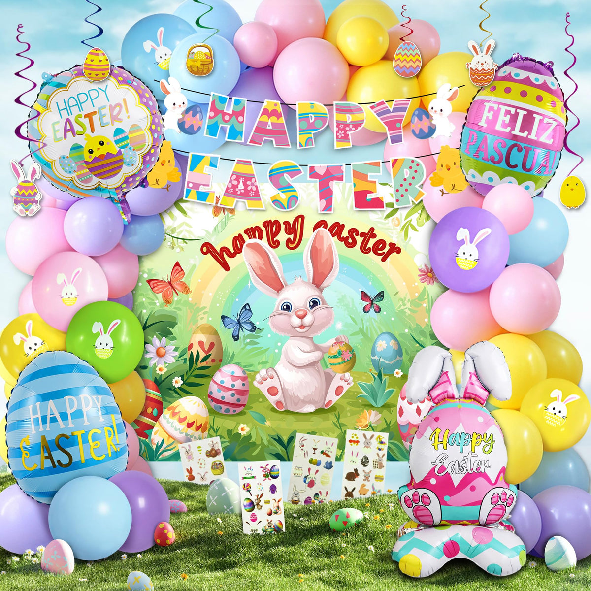 Party Spot! 40 latex balloons ideal for colorful Easter décor.
