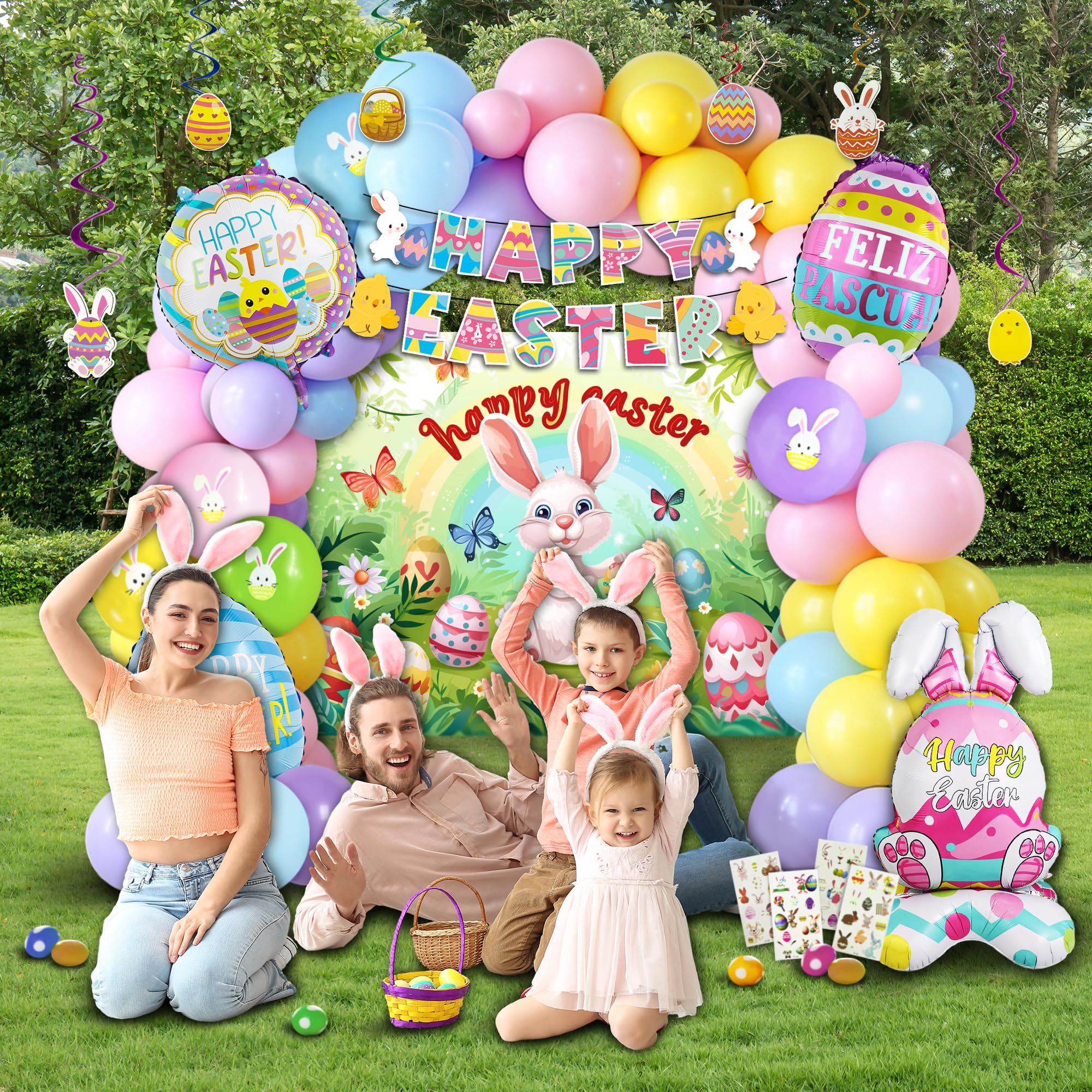Party Spot! 2 Easter Egg foil balloons for bright table decor.