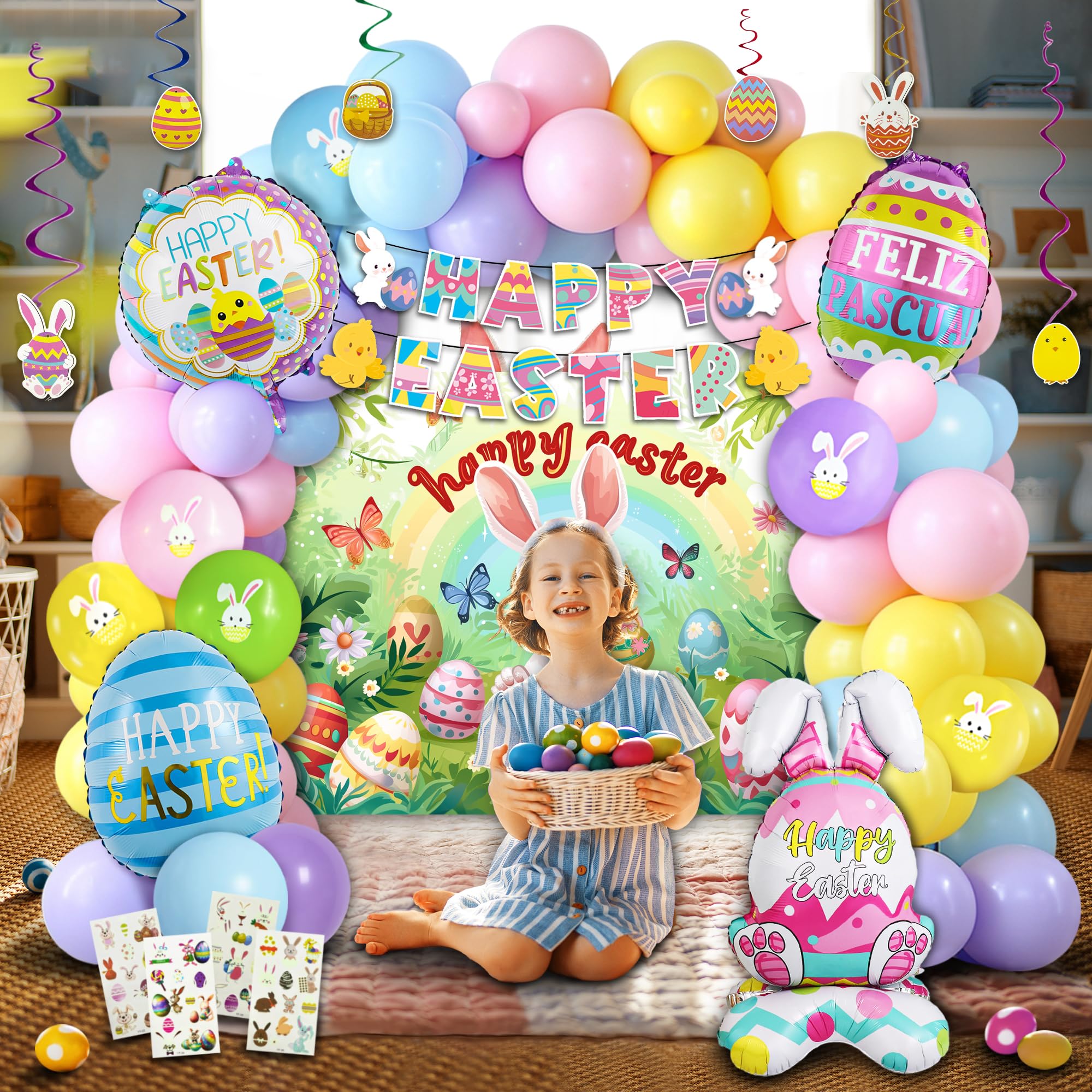 Party Spot! HAPPY EASTER banner for bold party greetings.