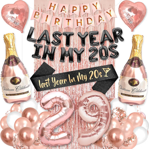 PartyForever rose gold 29 balloons elevate a bold centerpiece for a 29th birthday
