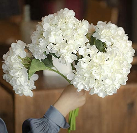 PARTY JOY long white hydrangea stems for tall vase decor.