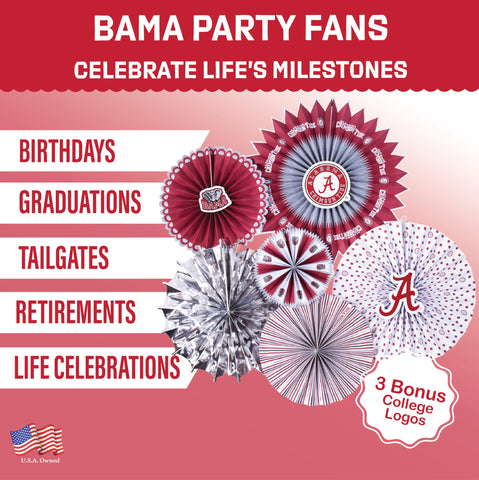PartyKandy Alabama Crimson Tide 11-inch fan creates depth for photo backdrops