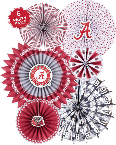PartyKandy Alabama Crimson Tide 6 paper fans kit assembly for instant game-day ambiance