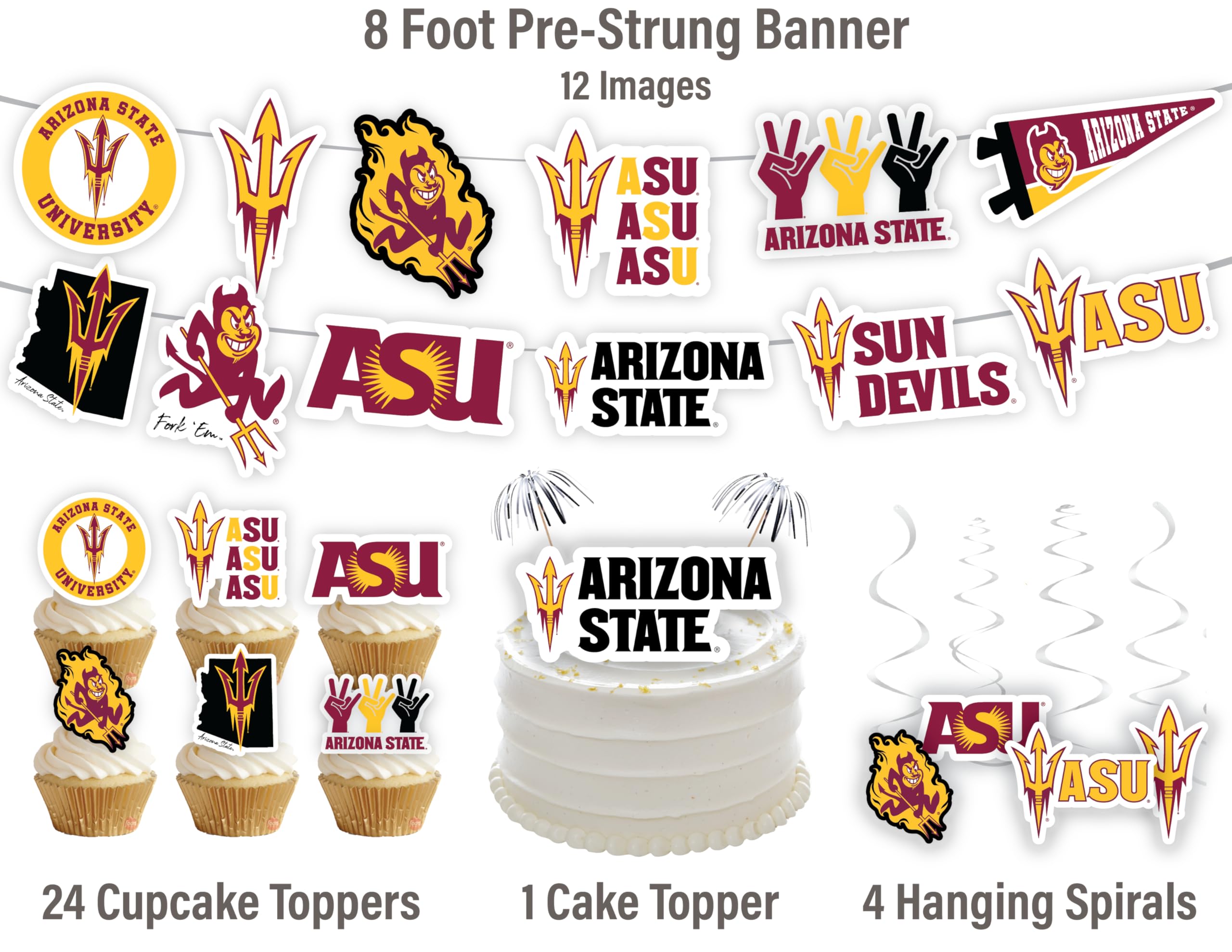 PartyKandy ASU cupcake toppers elevate treats for birthdays and graduations.