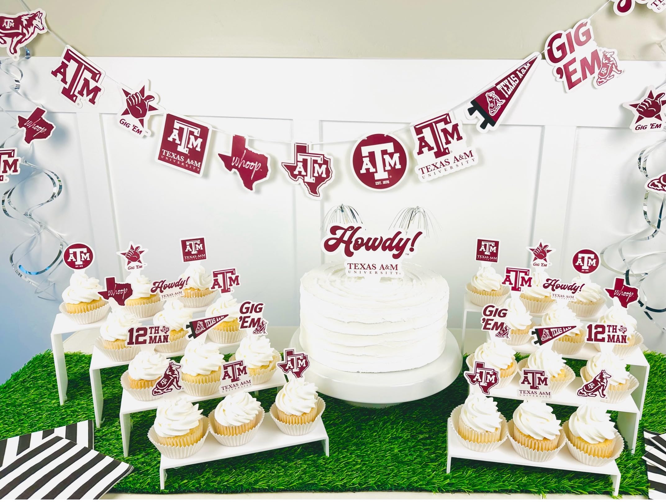 PartyKandy Texas A&M cake topper adds centerpiece flair to celebrations.