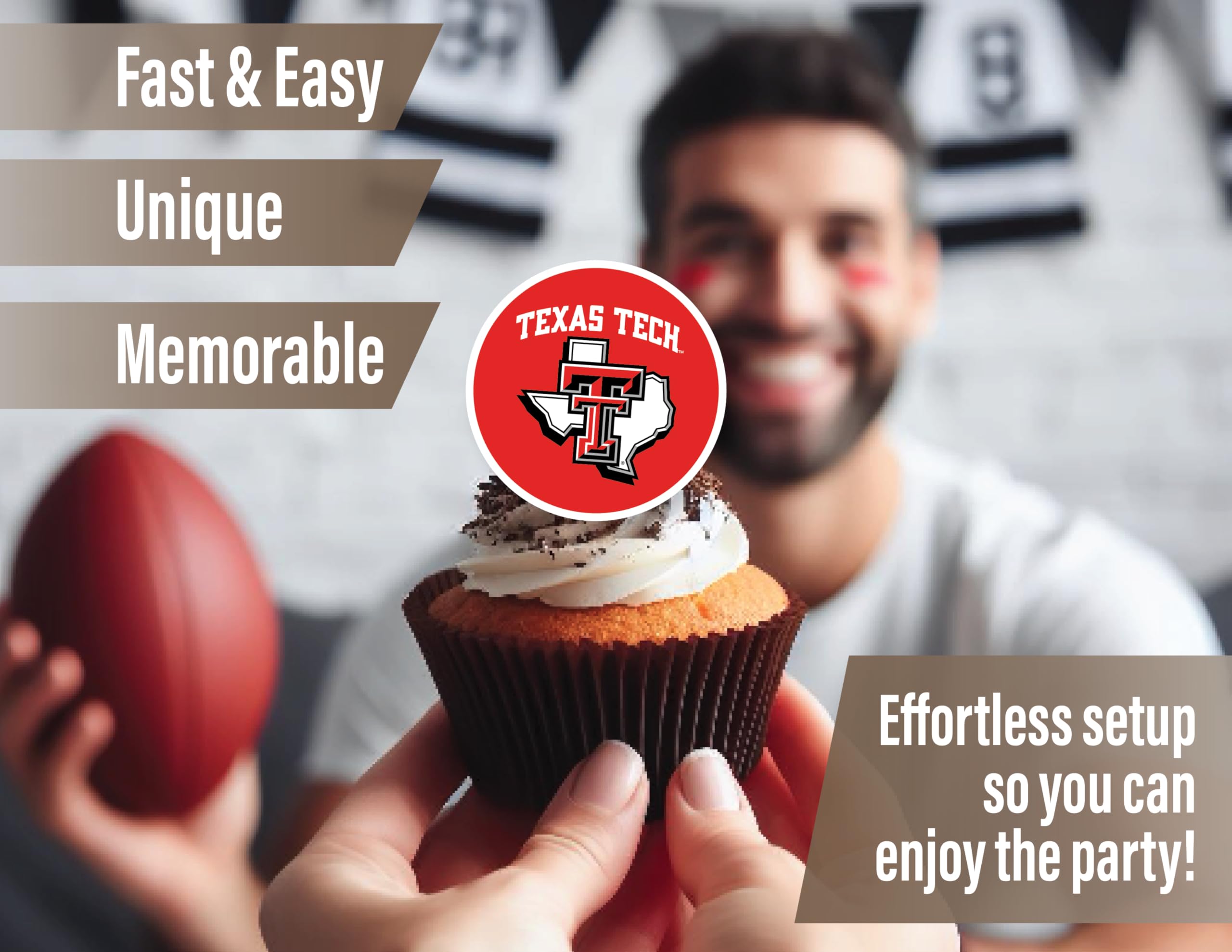 PartyKandy Texas Tech swirl decorations create a coordinated party vibe.