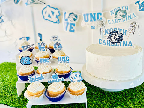 PartyKandy UNC cake topper adds a focal point to the cake.