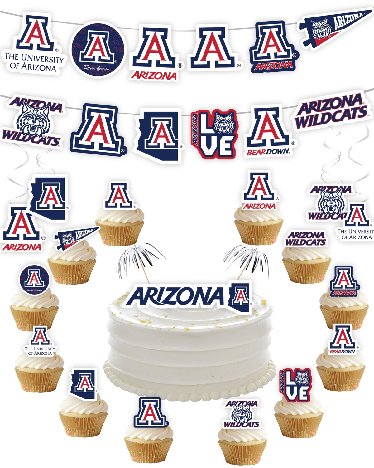 PartyKandy uofa banner in bold Arizona colors for a coordinated backdrop