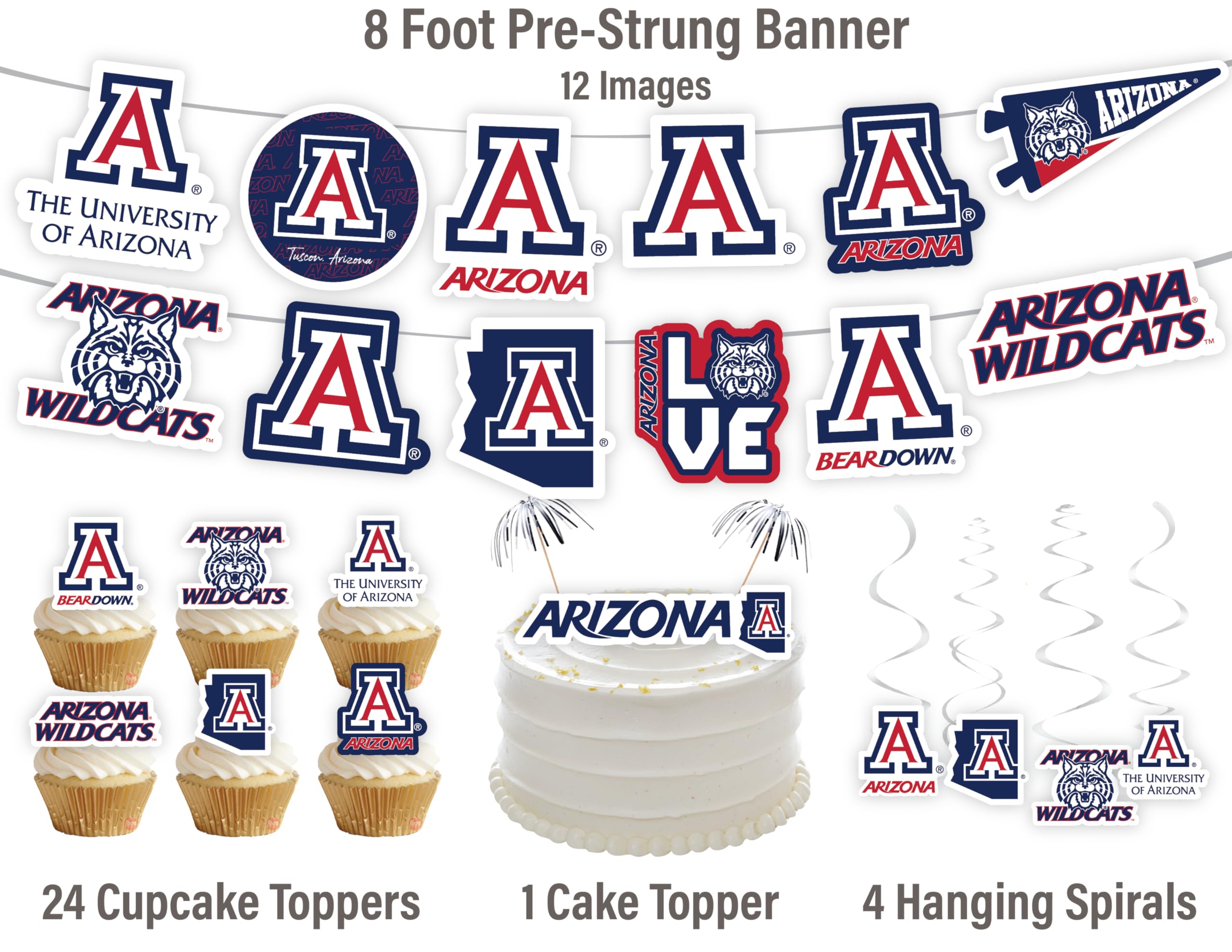 PartyKandy uofa cupcake toppers sprinkle Wildcats theme on treats