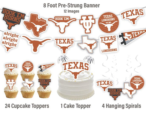 PartyKandy UT cake topper with Longhorns detail for festive cakes and graduation celebrations.