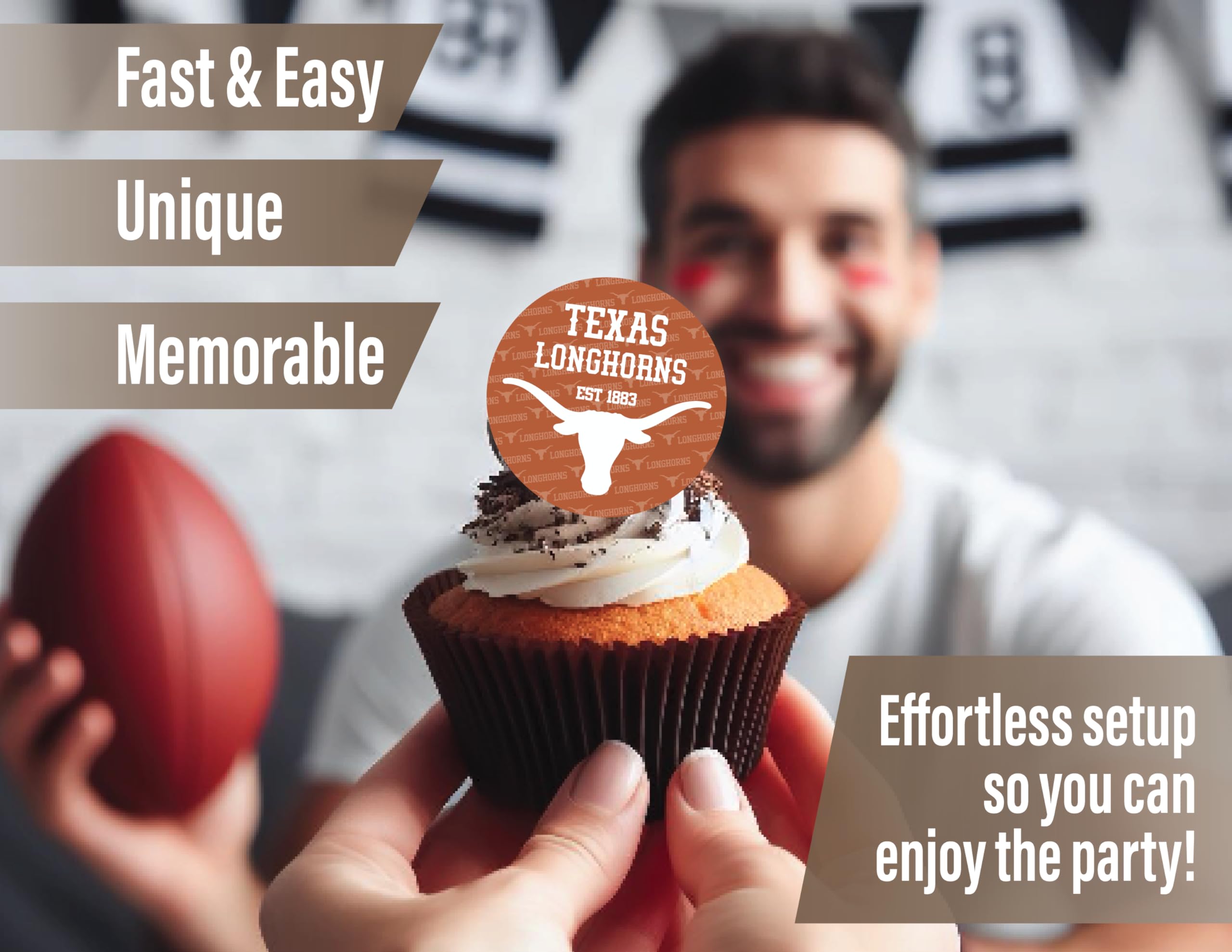 PartyKandy UT cupcake toppers add coordinated accents for birthdays and game day parties.