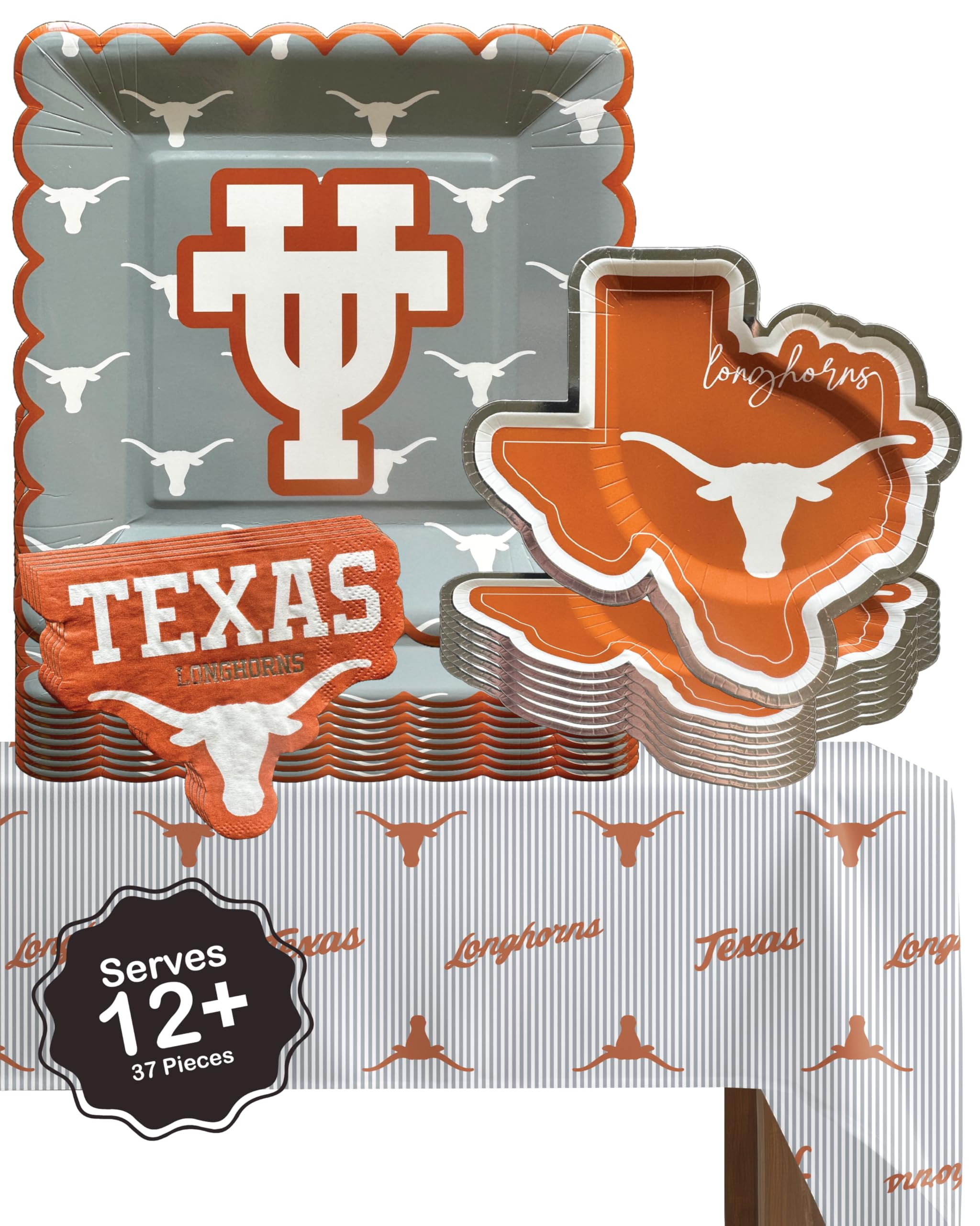 PartyKandy UT Longhorns 37-piece tableware for game day celebrations.
