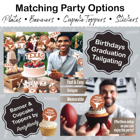 PartyKandy UT Longhorns 5-inch napkins for easy cleanup.