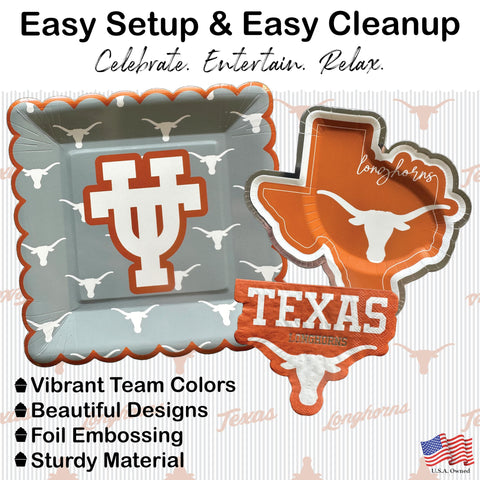 PartyKandy UT Longhorns 7-inch round plates for quick servings.